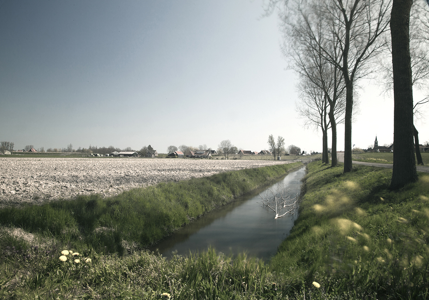 Op deze foto is de crash locatie van de spitfire van de Noorse Piloot Bjarne Aasberg te zien. De Spitfire crashte in een weiland bij Driehuizen. 